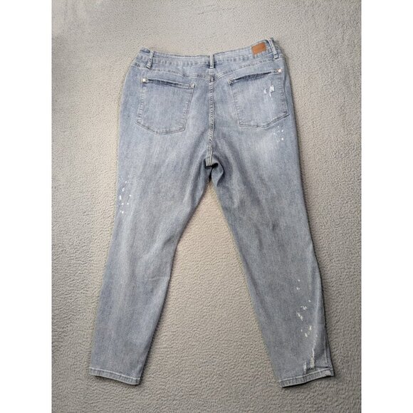 Judy Blue Skinny Jeans Lace Patch Womens 22W Bleach Splash Destroyed Distressed - Picture 2 of 16